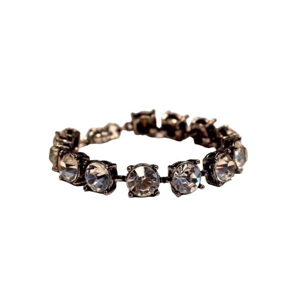Chunky Crystal Shabby Chic Statement Bracelet Sil… - image 2